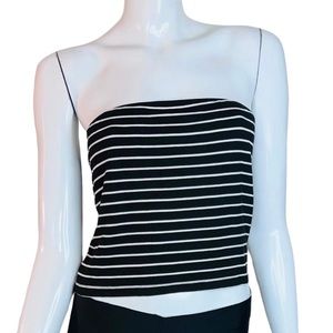 🤑 5/$25 American Eagle Outfitters Black and Cream Stripped Bandeau Top